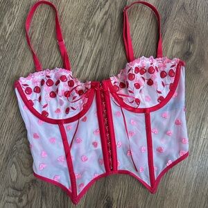 Elegant Red and Pink Out From Under for Urban Outfitters Corset Top